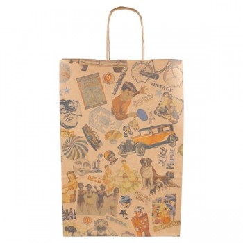 BOLSA PAPEL ASA RIZADA VINTAGE - 26+14x32 CM