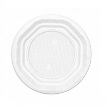 PLATO BLANCO LLANO REUTILIZABLE 20 USOS UNE 53928 20 USOS - 20,5 CM