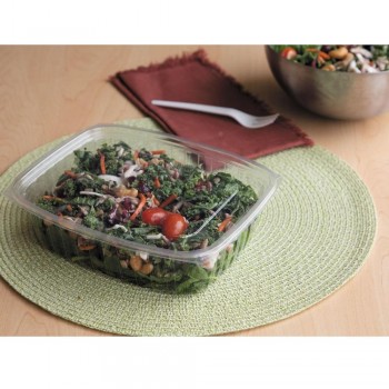 BARQUITA CON TAPA TRANSPARENTES DE PLA COMPOSTABLE - 710 ML