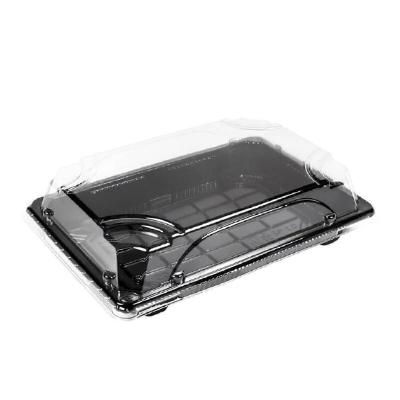 COMBO DE BASE NEGRA CON TAPA DE PLA TRANSPARENTE PARA SUSHI - 18x13x2+5 CM (600 Unidades)