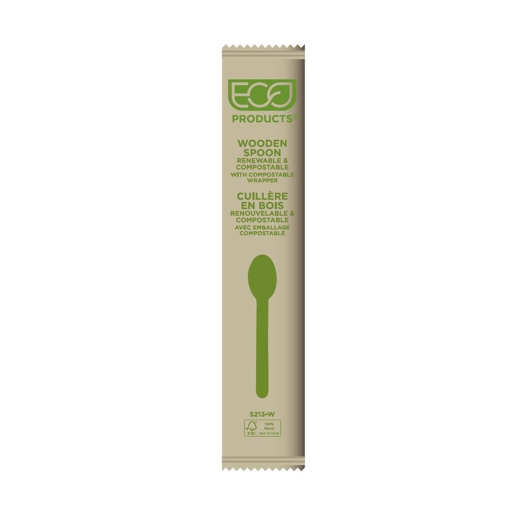 CUCHARA COMPOSTABLE ENFUNDADA DE MADERA - 16,5 CM (500 Unidades)