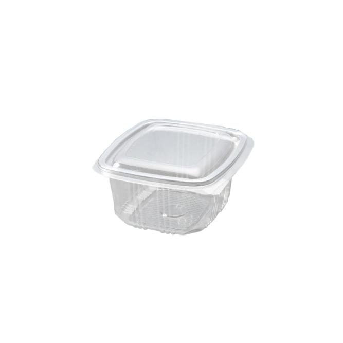 ENVASE CON TAPA BISAGRA CUADRADO - 375 ML (600 Unidades)