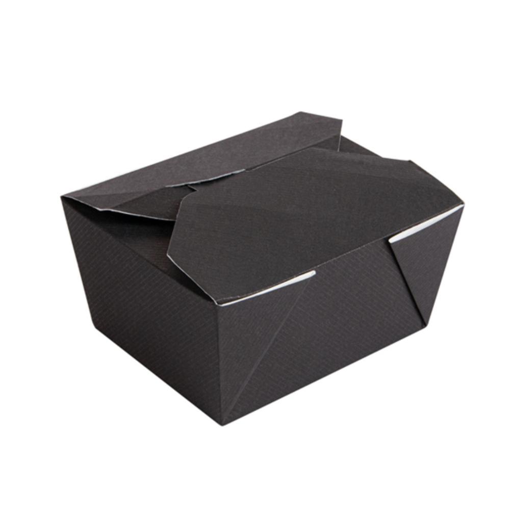 BOX MENÚ ESTANCO NEGRO LAMINADO MICROONDABLE NEGRO - 12,7/11,2x11,5/9x6,4 CM (500 Unidades)