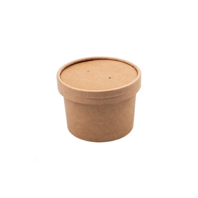 COMBO SOUP TO GO: TARRINA Y TAPA DE PAPEL ACABADO KRAFT - 240 ML