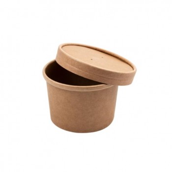 COMBO SOUP TO GO: TARRINA Y TAPA DE PAPEL ACABADO KRAFT - 240 ML