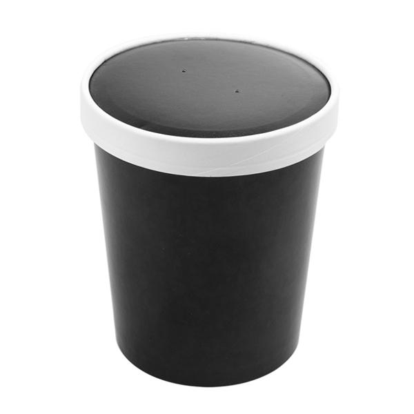 COMBO SOUP TO GO: TARRINA Y TAPA PAPEL NEGRAS Y BLANCAS - 960 ML