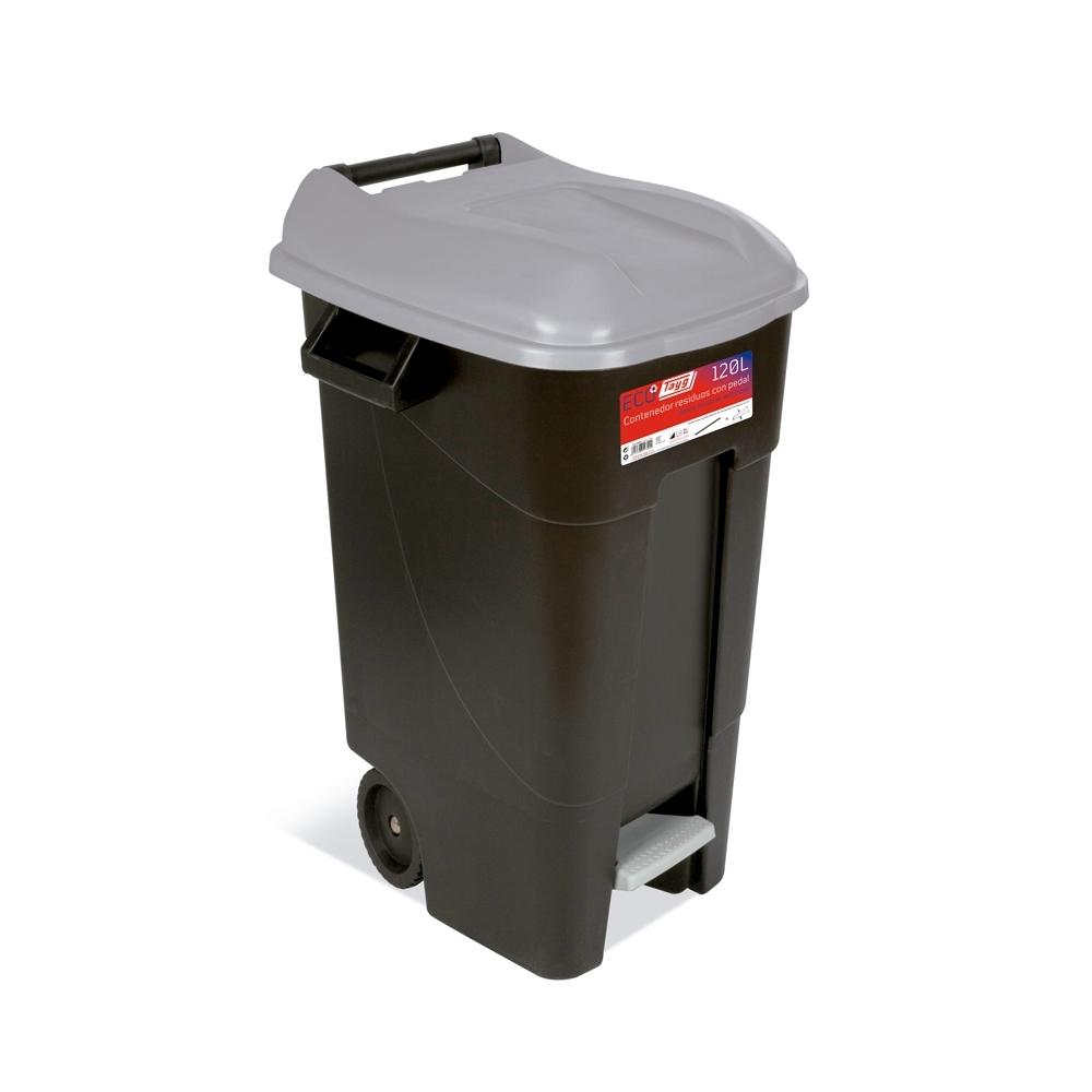 CUBO BASURA CON TAPA PEDAL Y CUBO INTERIOR NEGRO/GRIS - 120 L
